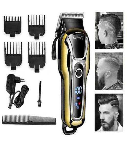 

kemei1990 barber kit cutter hair clipper professional trimmer for men haircut rechargeable salon electric trimmers shaver lcd dis1617257