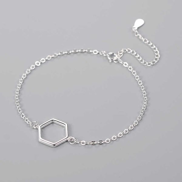 

charm bracelets personality new art 925 sterling silver jewelry female hexagon high-quality popular bracelet aa230506, Golden;silver