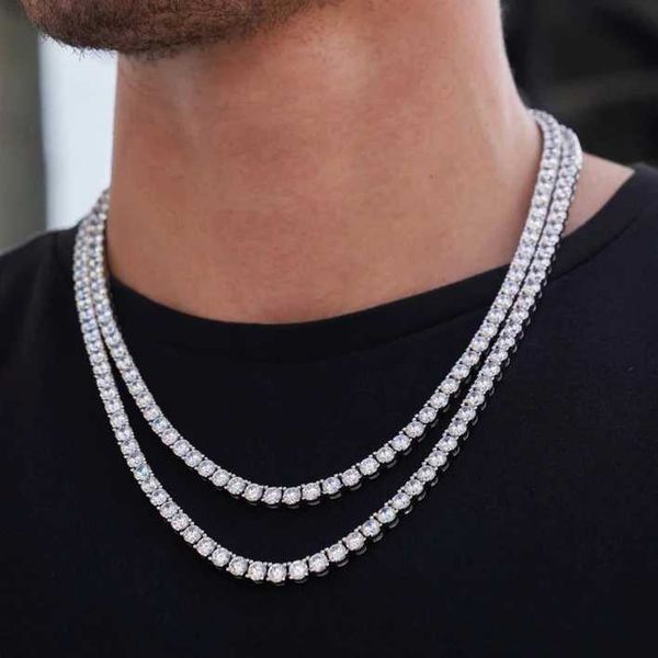 

moissanite tennis bracelet necklace jewelry 3mm 4mm 5mm solid white gold plated 925 sterling silver vvs moissanite tennis chain