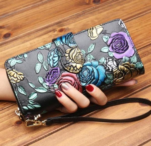 

leather buckle ladies leather large capacity wallet clutch07694560, Black