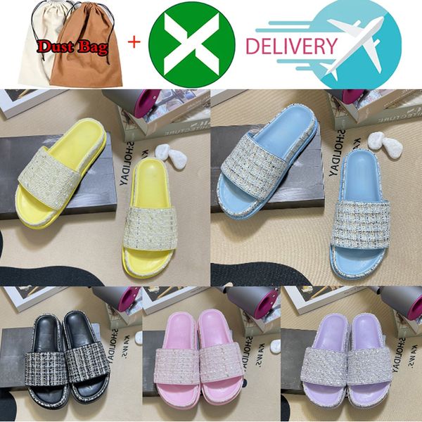 

popular ladies sandals womens slippers woman thick bottom leather designer slipper flip flops quilted slides black pink white blue flats bea