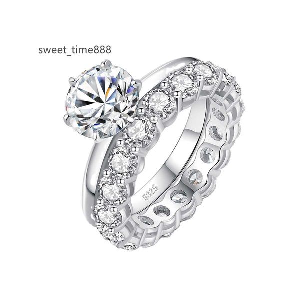 

czcity 2ct moissanite engagement ring silver jewelry round cut moissanite halo ring engagement wedding moissanite ring