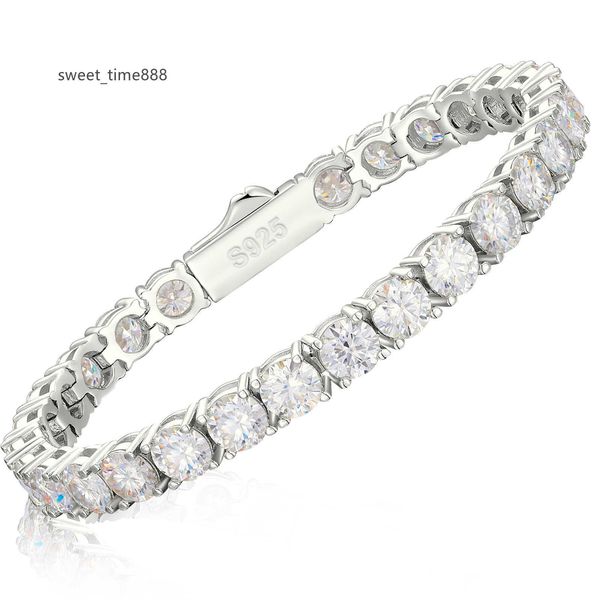 

3mm-6mm 925 sterling silver vvs moissanite tennis bracelet pass diamond test engraved bling men's fine jewelry for women