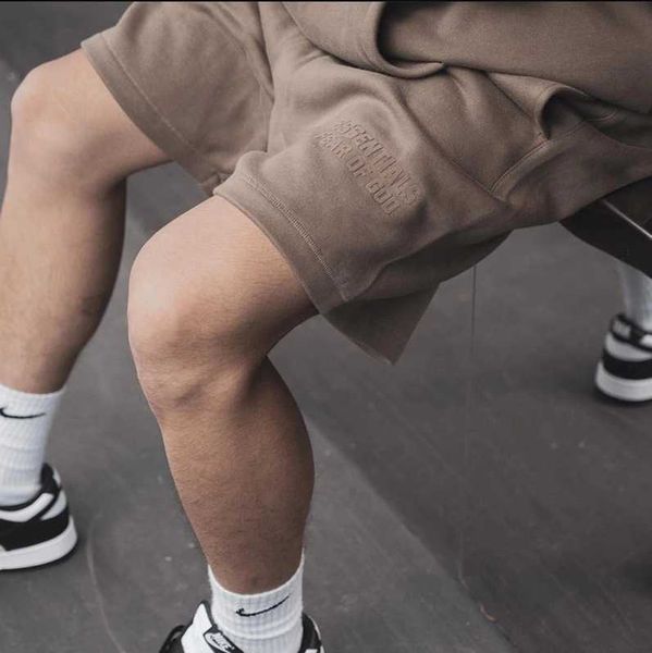 

5syx women's and men's shorts new fashion high street brand ess season 8 double track casual loose flocking print drawstring label, White;black