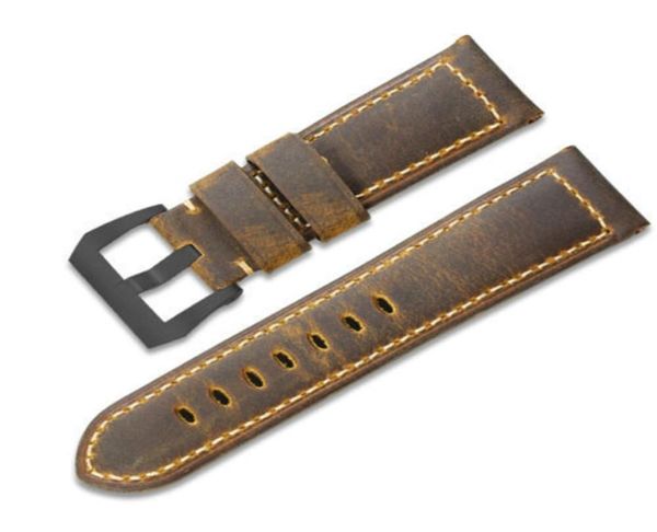 

shiping genuine calf leather watch strap bracelet watch bands brown watchband for pan 22mm 24mm 26mm erai2230534, Black;brown