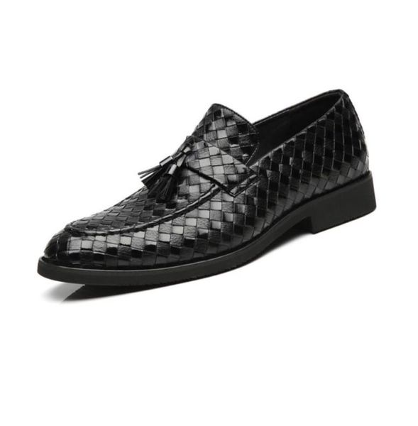 

tassel braided pattern genuine leather shoes slipon casual loafers men039s business shoes formal dress drop h4877723, Black
