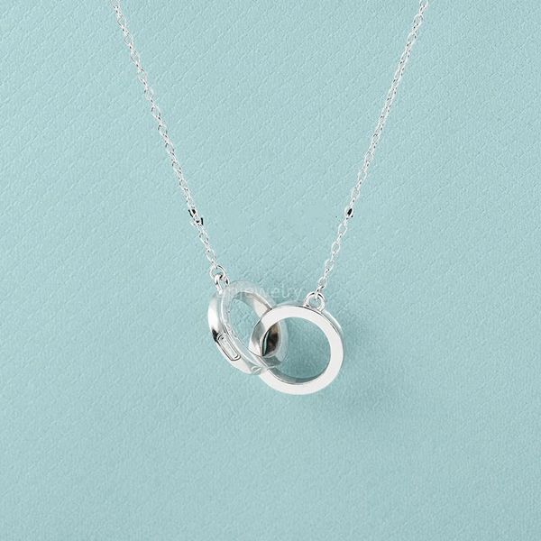 

luxury double heart necklace ladies stainless steel heart-shaped diamond pendant designer neck jewelry christmas gift women accessories whol, Golden;silver