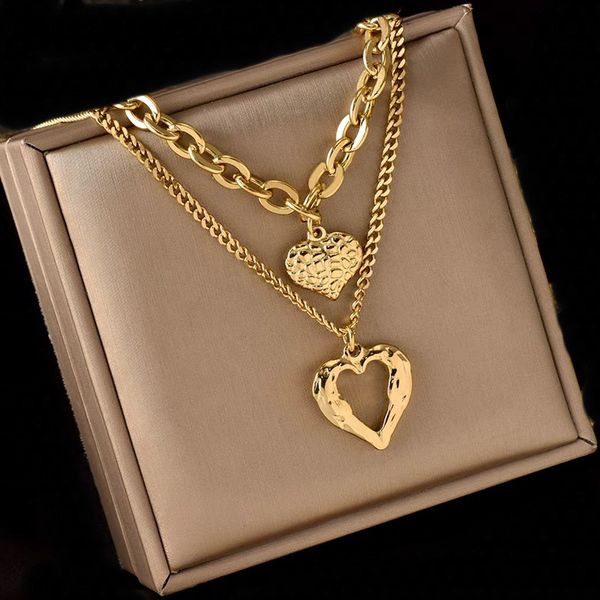 

pendant necklaces dieyuro 316l stainless steel small uneven folds 2 love necklace highend sense party accessories nonfading highquality gift, Silver