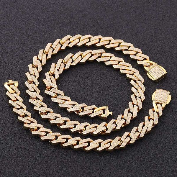 

nuoya men iced out diamond miami cuban link chain stainless steel necklace jewelry, Silver