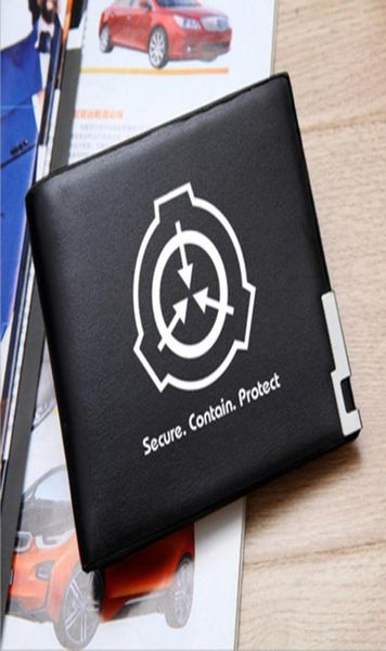 

anime scp printed men women purse pu leather short long wallet clips card holder money bag for teens students3958561, Black