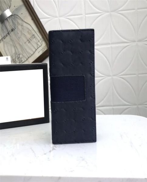 

classic colored stripe men wallets long flip leather money clips credit card holder coin purse business style wallet with box5675618, Black