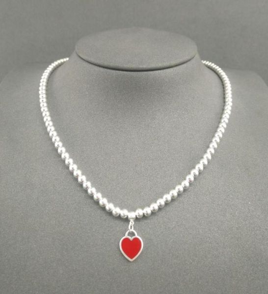 

silver luxury pendants necklaces women love heart round bead chain desinger jewelry love necklace valentine039s day couple0398604142