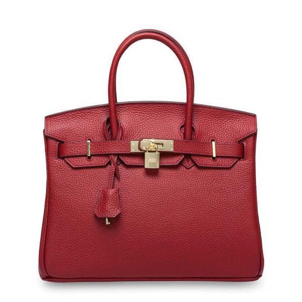 

brand totes bagnew fashion bags unmarked genuine leather lychee pattern gold buckle bag one shoulder portable crossbody bag high-end and ver