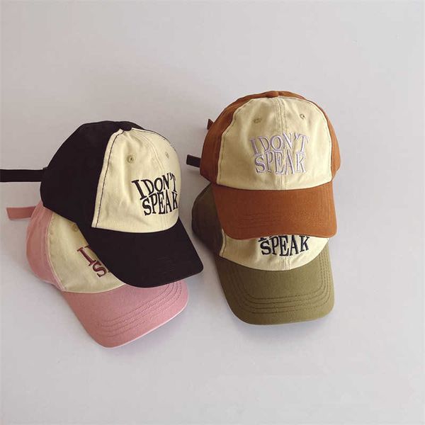 

ball caps korean children baseball cap 2023 simple letter embroidery chinese children travel versatile colorblocking cap hiphop cap j230504, Blue;gray