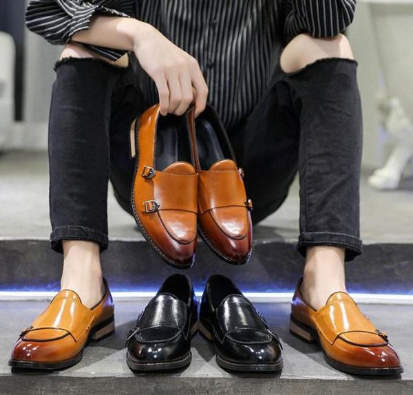 

yomior italian style spring autumn men oxfords slip on casual buckle formal dress leather loafers man wedding quality mens loafers5512580, Black