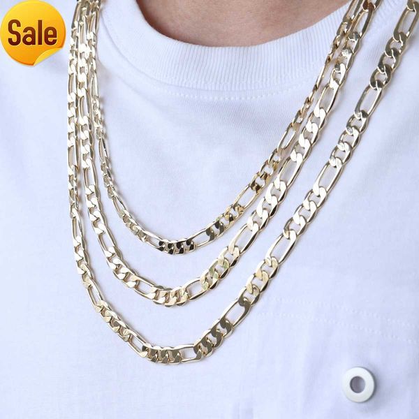 

selling 18k gold figaro chain italian thick chain 3mm 4mm 5mm 8mm hip hop rap necklace wholesale, Silver