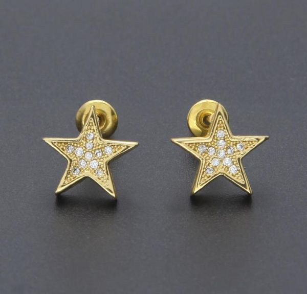

mens hip hop stud earring jewelry new fashion gold silver fivepointed star earrings8270661, Golden;silver