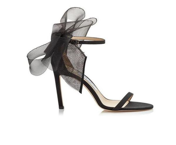 

2020 ladies leather high heel sandals shoes dissymmetry lace bowtie open toe oneline buckle sandals wedding party 012610701, Black