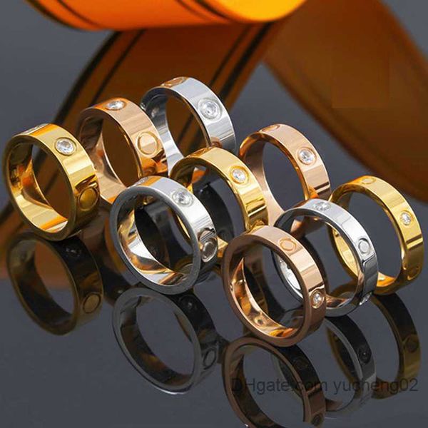 

ship drop 4mm 5mm 6mm titanium steel love couple ring men women rose gold desinger rings jewelry for lovers couple gift size 5-11 yucheng02, Silver