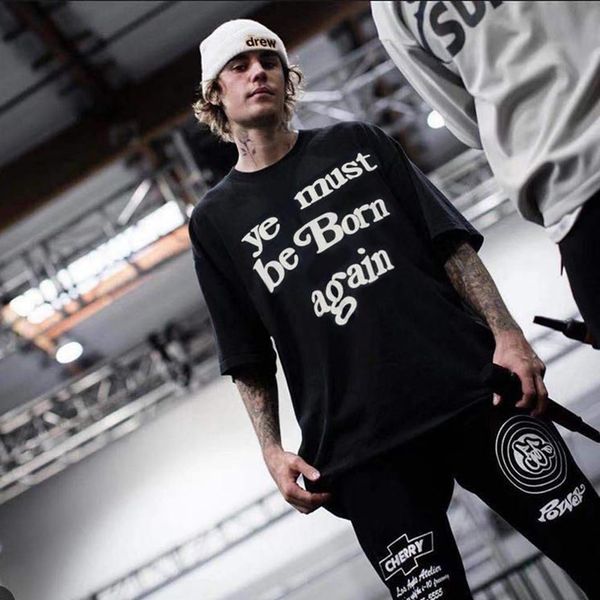 

mens shirts ye must be born again shirts womens t shirt y2k cotton casual crewneck letter pint graphic tees kanyes casual cpfm shirts oversi, White;black