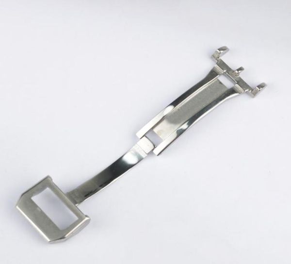 

18mm new deployment buckle clasp silver polished brushed stainless steel watch band strap gift8227799, Black;brown