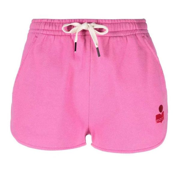 

isabel marant women designer shorts fashion new casual fashion flocking printed elastic waist summer cotton shorts, White;black