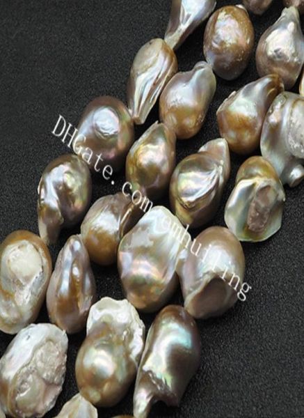 

1 full strand 2025mm large metallic nucleated natural baroque pearls beads genuine irregular freshwater pearl gemstone loose bead4157306, White