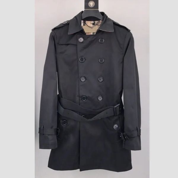 

2023 men's and women's trench collar slim fit long sleeve windproof jacket designer brand classic coat autumn and winter windproof, Tan;black