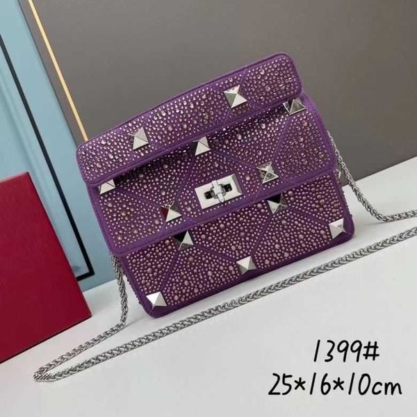

new handbag designer bags shiny luxurys crystal rivet diamond embedding fashion handheld shoulder crossbody women's chain zkgv