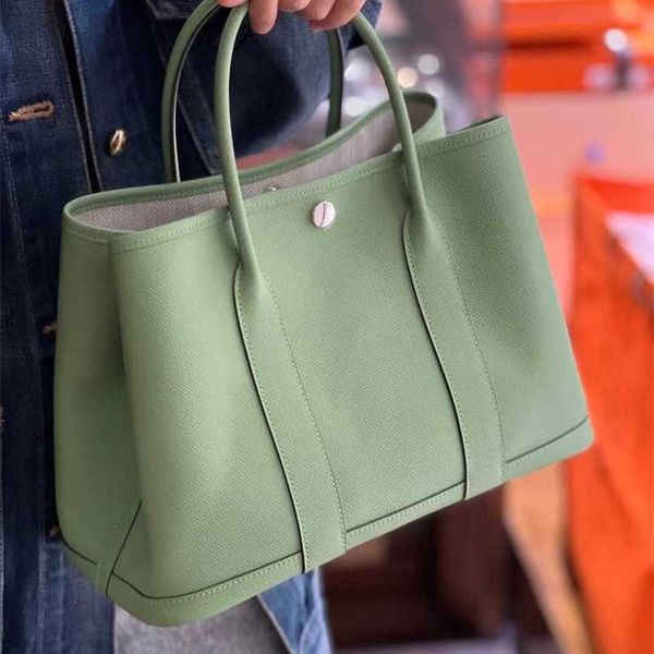 

garden party bag totes 7a genuine canvas splicing designer luxury full leather green handbagqq with 1z30
