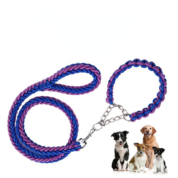 

Doge Collar and Leash Set , Heavy Duty Nylon Braided Rope Strong Dog Leash and Dog Training Collar Medium ,  and Large