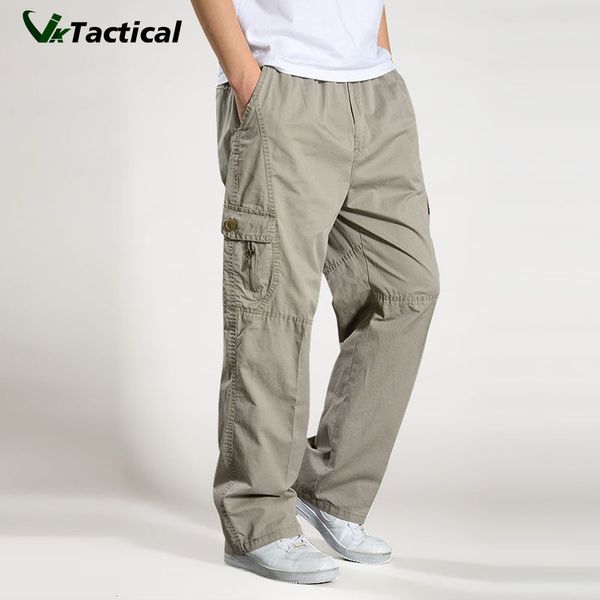 

mens pants brand casual men cargo pants cotton loose trousers mens overalls multi pocket straight joggers homme 6xl 230506, Black