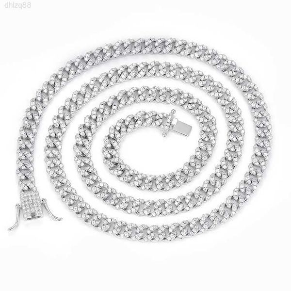 

yu ying wholesale price 925 silver single rows 6.5mm 10mm wide moissanite diamond necklace cuban link chain for mens/women