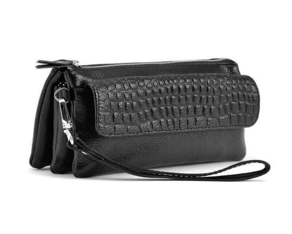 

genuine leather wallet female cosmetic phone bag for money clip ladies clutch coin holder women039s purse1079322, Black