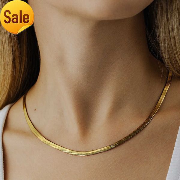 

excellent quality 4mm 18k gold filled necklace herringbone snake chain for women tarnish jewelry, Silver