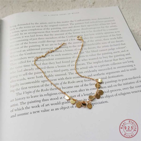 

charm bracelets korean 925 sterling silver simple geometric gold disc bracelet for women fashion temperament jewelry aa230506, Golden;silver