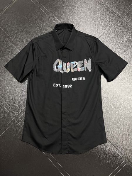 

queen mens designer shirts brand clothing men shorts sleeve dress shirt hip hop style cotton 10639, White;black