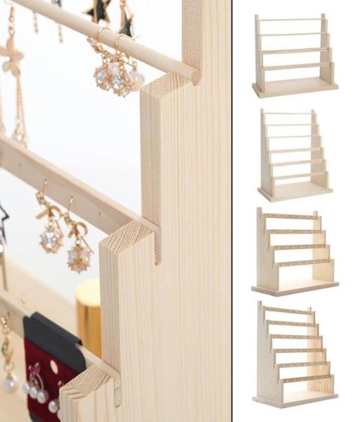 

jewelry pouches bags wooden ear stud holder earring stand display rack tower4796407, Pink;blue