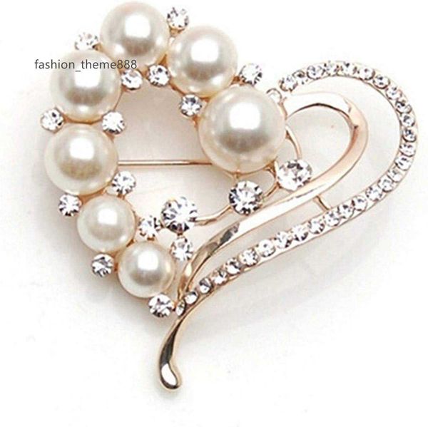 

journey studio love brooch imitation rhinestone pearl brooch heart-shaped scarf brooch women's wedding party clothing accessories metal, Gray