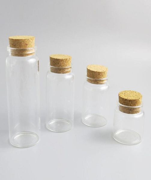 

24 x 50ml 80ml 100ml 150ml clear glass bottles with wood cork 5oz transparent large display container for candy storage bottle9390894