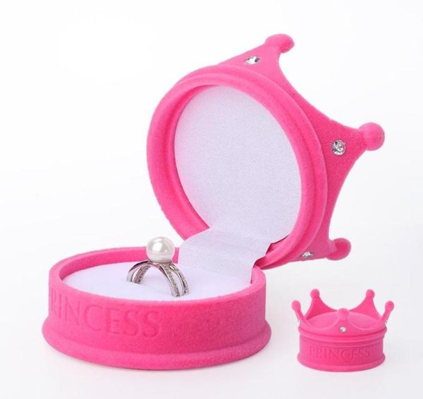 

jewelry pouches bags pink velet crown wedding rings packaging box women earrings necklace storage cases for lover gifts 21 styles3588476, Pink;blue