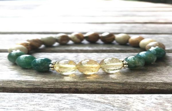 

mg0917 8 mm picture jasper bracelet yellow crystal citrine bracelet moss agates chakra meditation jewelry9380705, Black