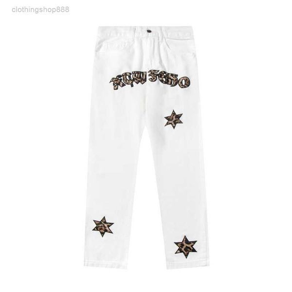 

men's corteiz pants spring and autumn street fashion design embroidered pentagram letter jeans vzhl, Black