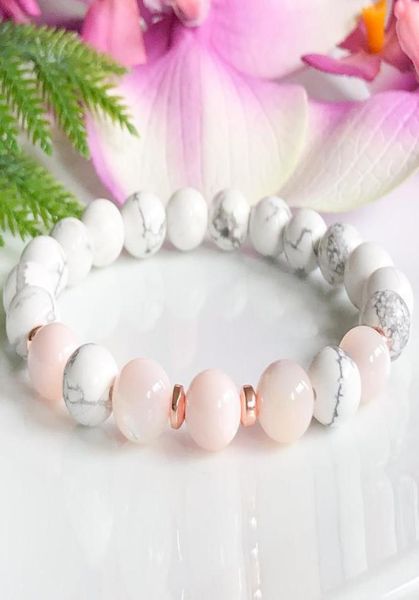 

mg1106 grade pink opal howlite anxiety relief energy protection bracelet healing crystals yoga mala bracelet for women3830373, Black