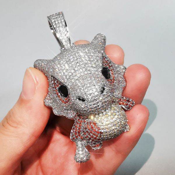 

pendant necklaces cute cartoon animal necklace 4 style cz stone charm men hip hop jewelry 230506, Silver