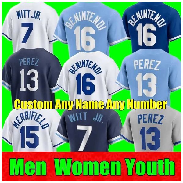 

royals bobby witt jr. baseball jersey kansas city bo jackson george brett salvador perez brady singer michael a. taylor hunter dozier zack g, Blue;black