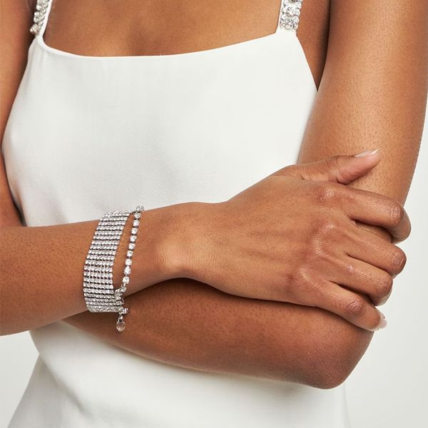 

wedding bracelets new water drill accessories simple temperament multi-layer bracelet fashion bracelet woman bracelet, Golden;silver