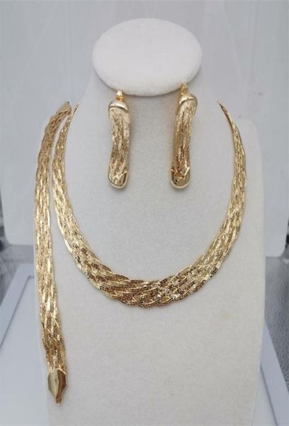 

africa nigeria jewelry fashion dubai gold jewelry set necklace bracelet earring set ladies wedding gift 2207127449150, Silver