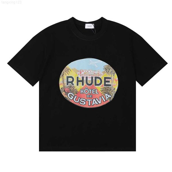 

2023 casual rhude summer mens t shirt designer priting fashion simple ppure cotton men shirts us size s-xxl, White;black