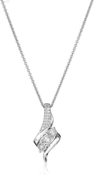 

collection diamond 3 stone pendant necklace (1/4 cttw) 18", Silver